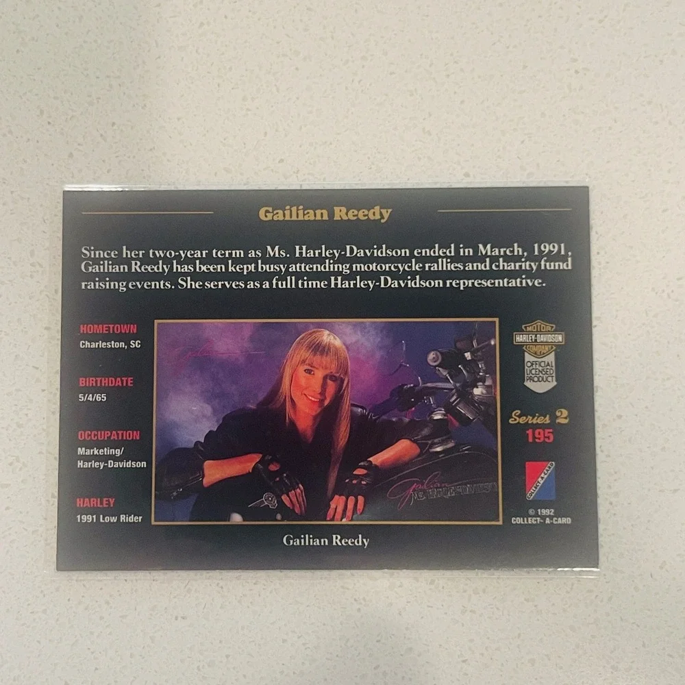 1992 Harley-Davidson Series 2 Gailian Reedy Card 195 Collect-A-Card Ms Harley